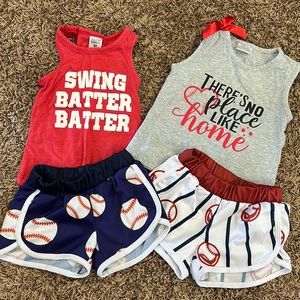Girls 2T Baseball tank top/Short sets